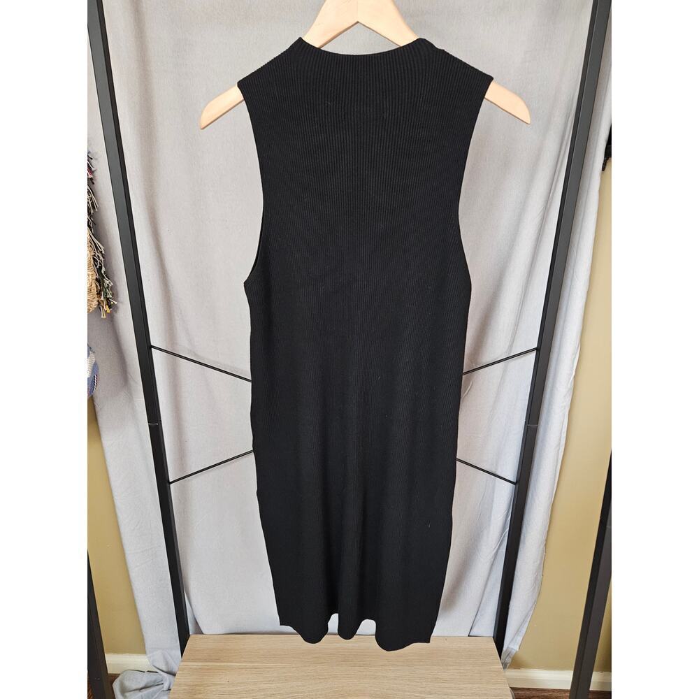 Anthropologie Black Ribbed Knit Dress Size L